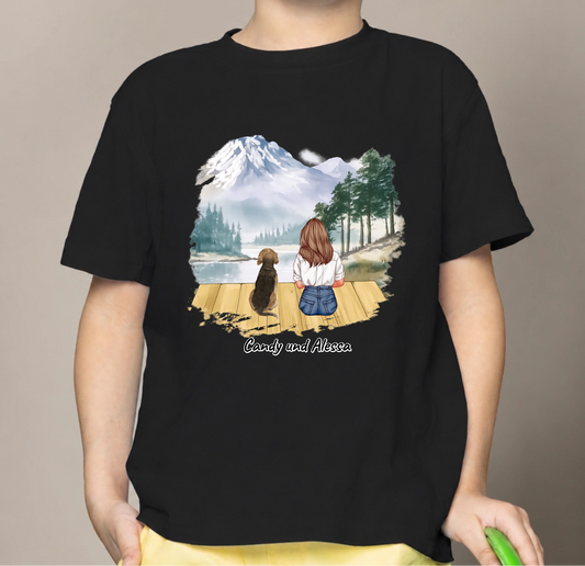 Personalisiertes Kinder T-Shirt - Unterwegs mit Haustier