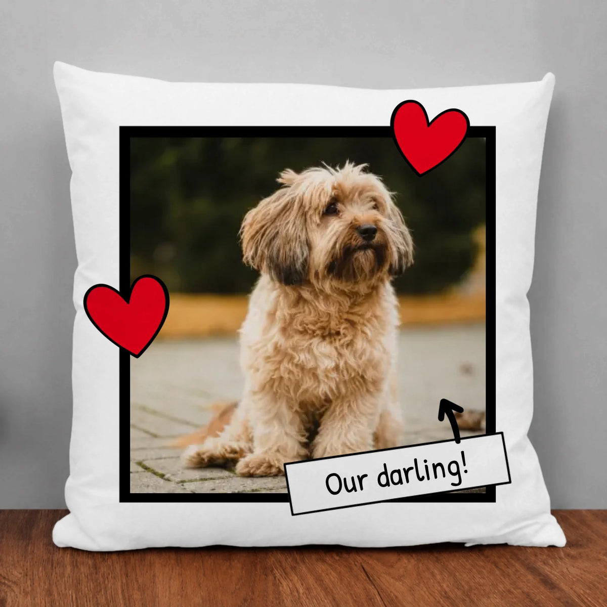 Custom Pillow - Photo Pillow with Hearts Design